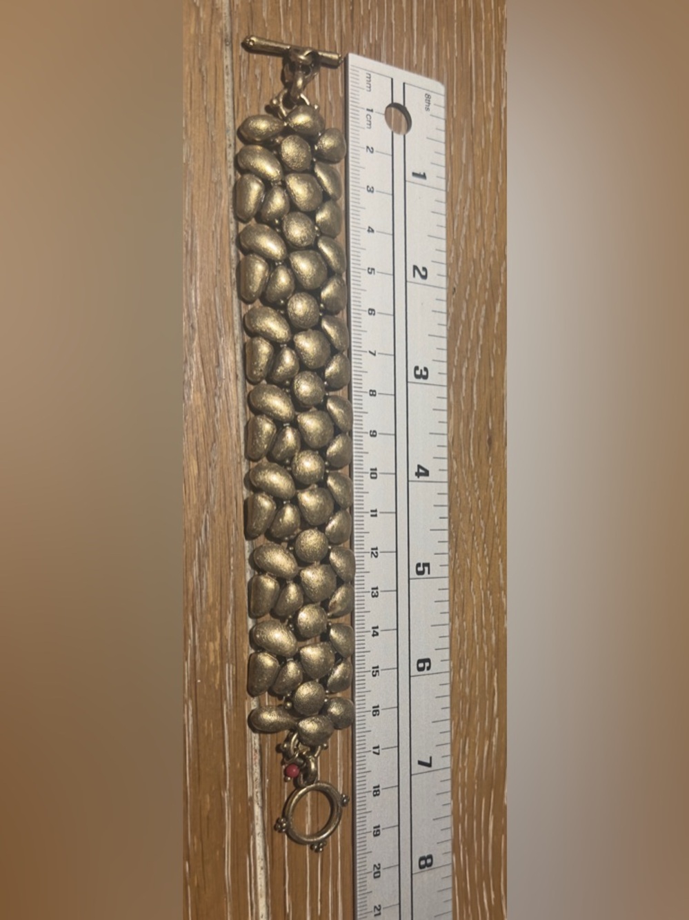 Lucky Brand gold-tone beaded bracelet with a signature four-leaf clover charm. - Picture 5 of 6